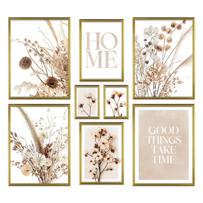 Poster Set Beige Dried Flowers I mehrteilige Bilderwand I Wandbilder Trockenblumen