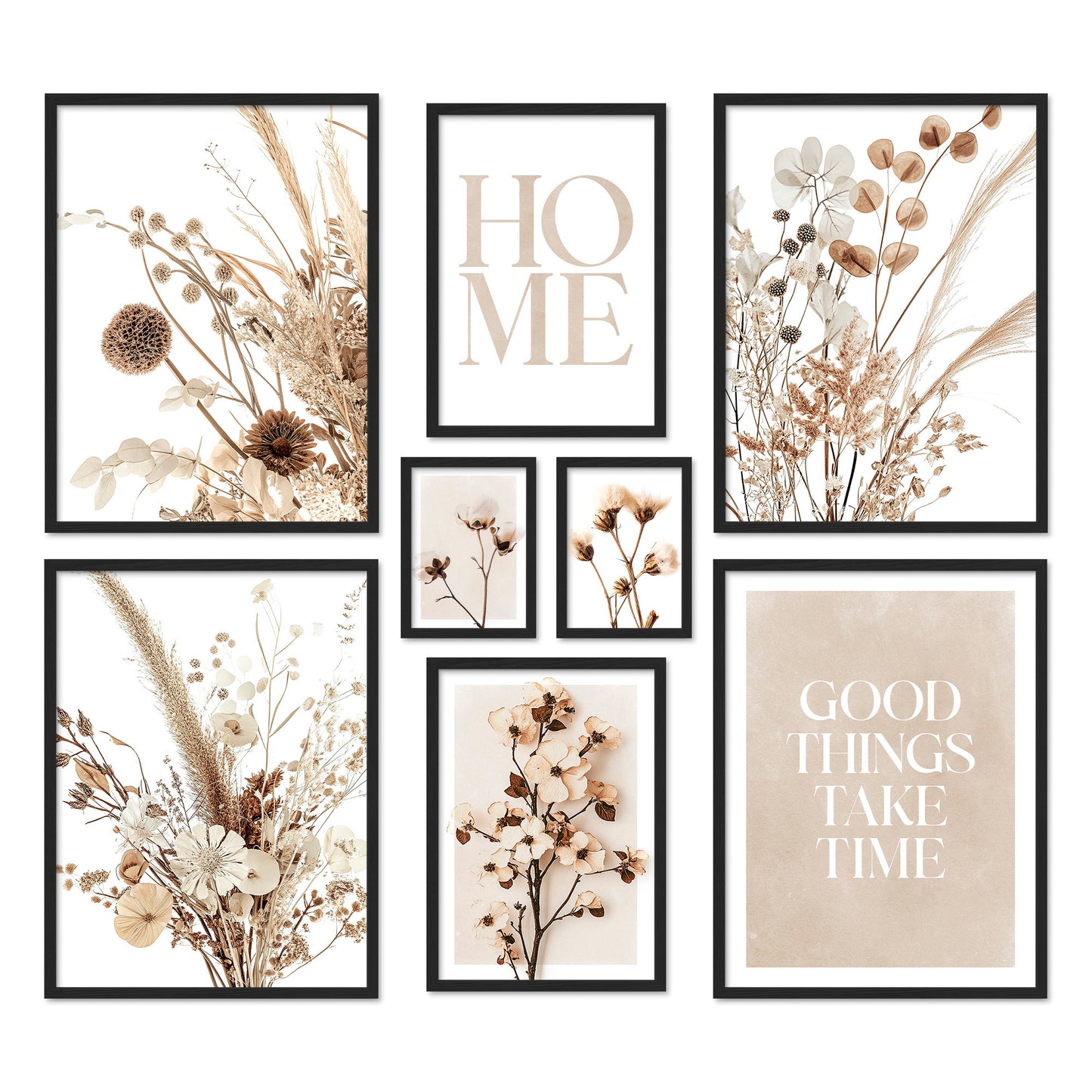 Poster Set Beige Dried Flowers I mehrteilige Bilderwand I Wandbilder Trockenblumen