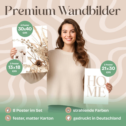 Poster Set Beige Dried Flowers Bilderwand Wandbilder Trockenblumen ARTFAVES