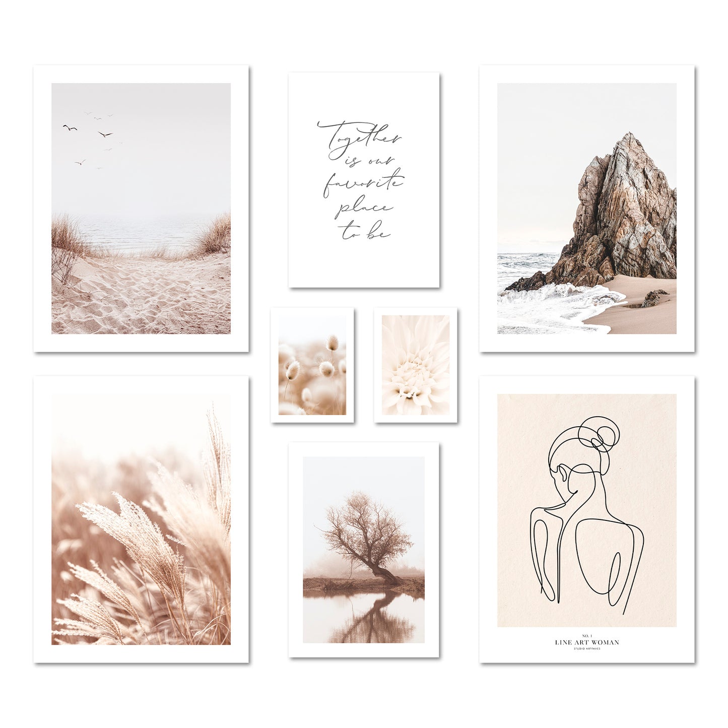 Poster Set Beige Harmony I mehrteilige Bilderwand I Wandbilder Beige