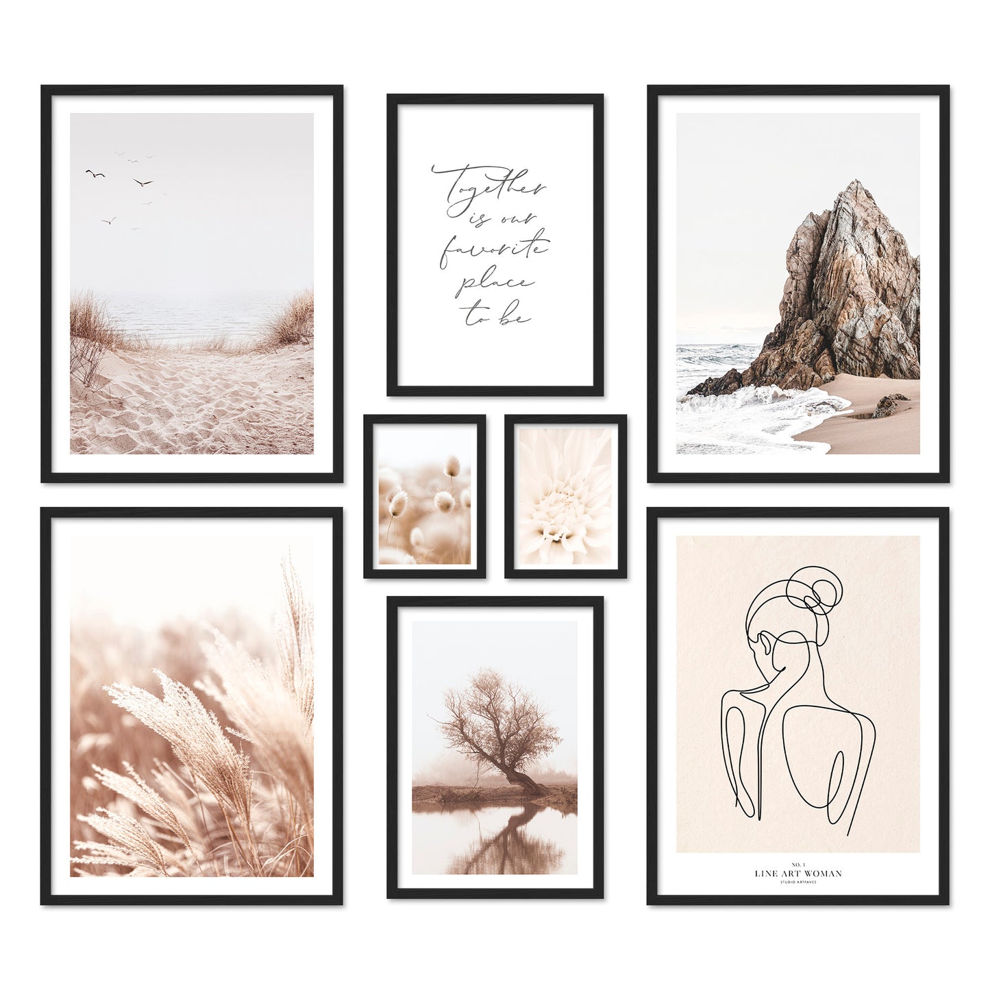 Poster Set Beige Harmony I mehrteilige Bilderwand I Wandbilder Beige
