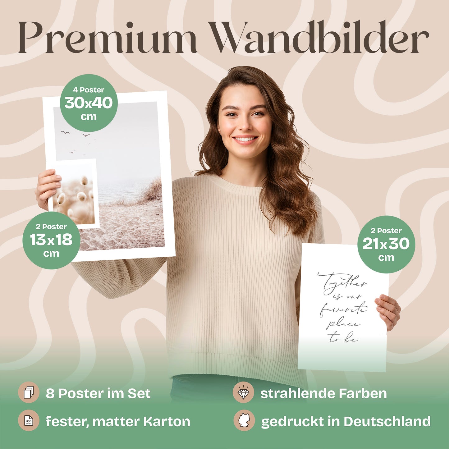 Poster Set Beige Harmony Bilderwand Wandbilder Beige ARTFAVES