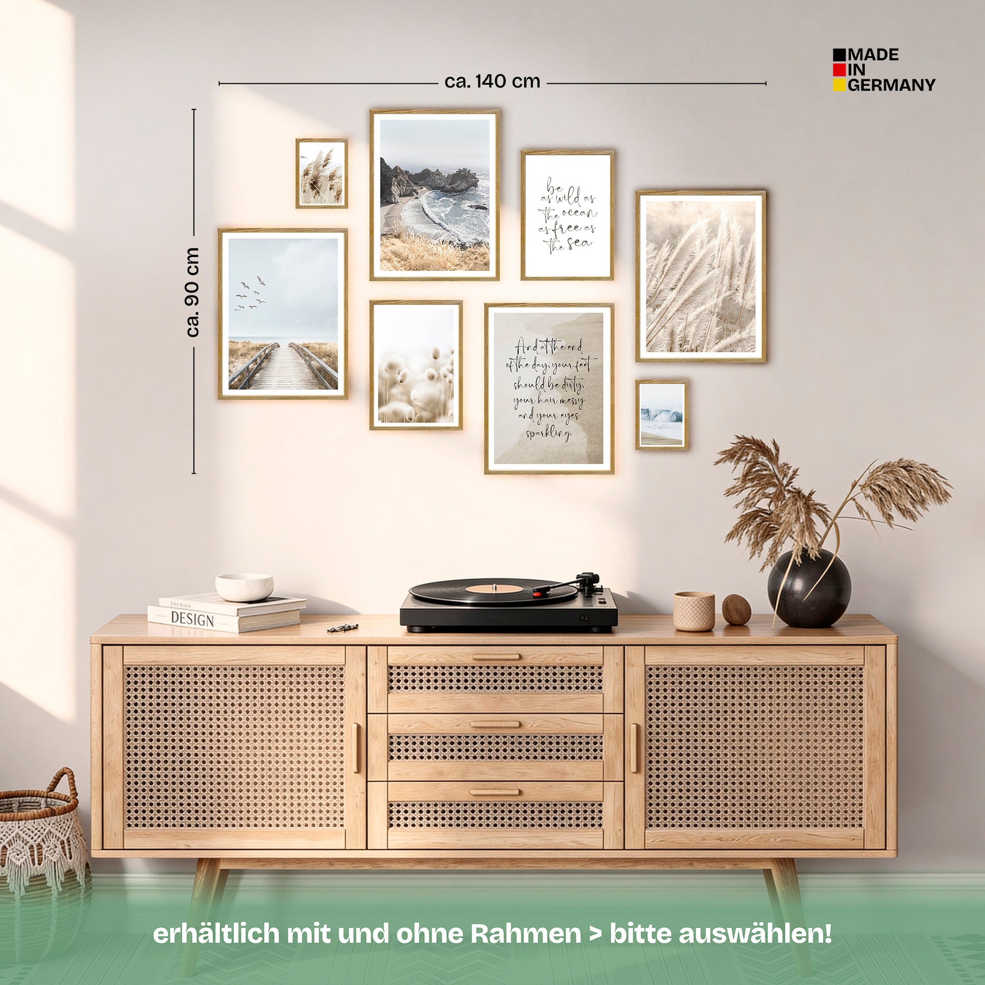 Poster Set Beige Sea Pampas Bilderwand Wandbilder Pampasgras ARTFAVES