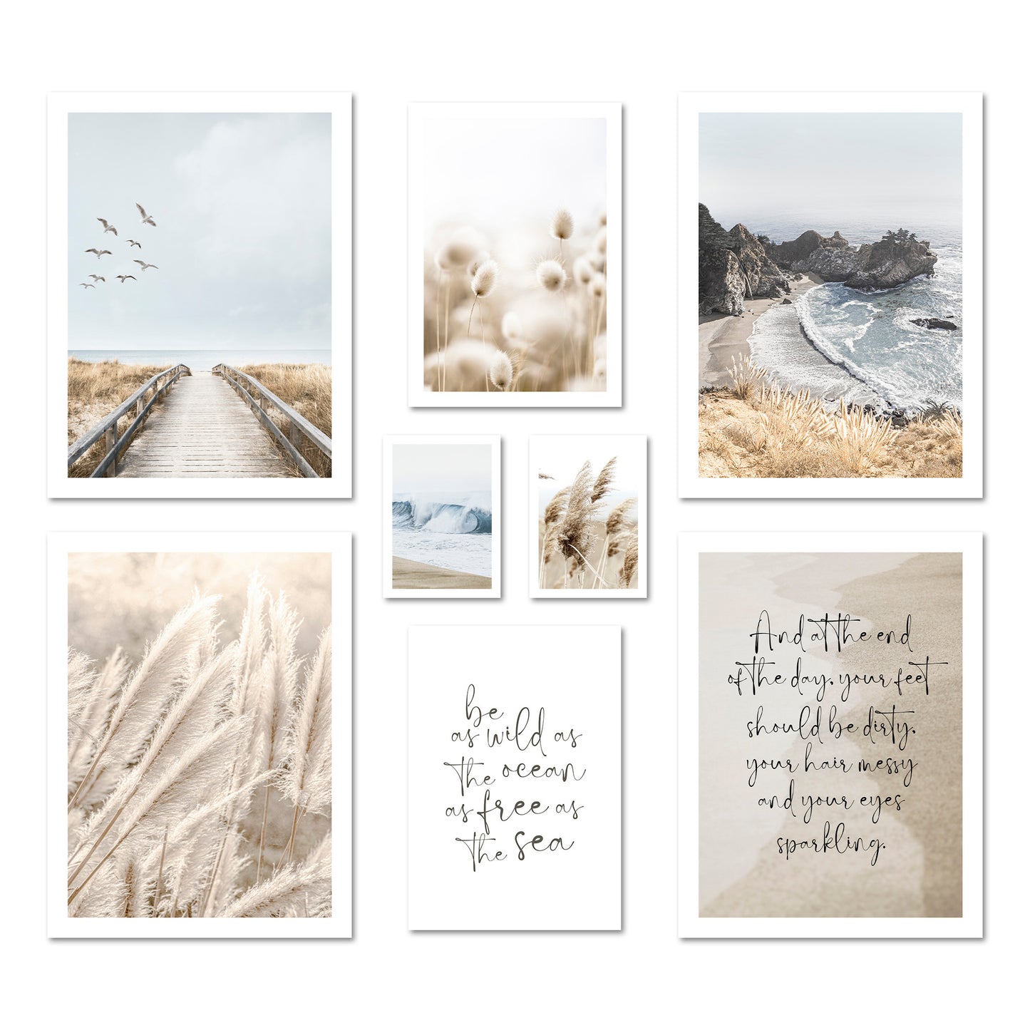 Poster Set Beige Sea Pampas I mehrteilige Bilderwand I Wandbilder Pampasgras