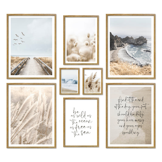 Poster Set Beige Sea Pampas Bilderwand Wandbilder Pampasgras ARTFAVES