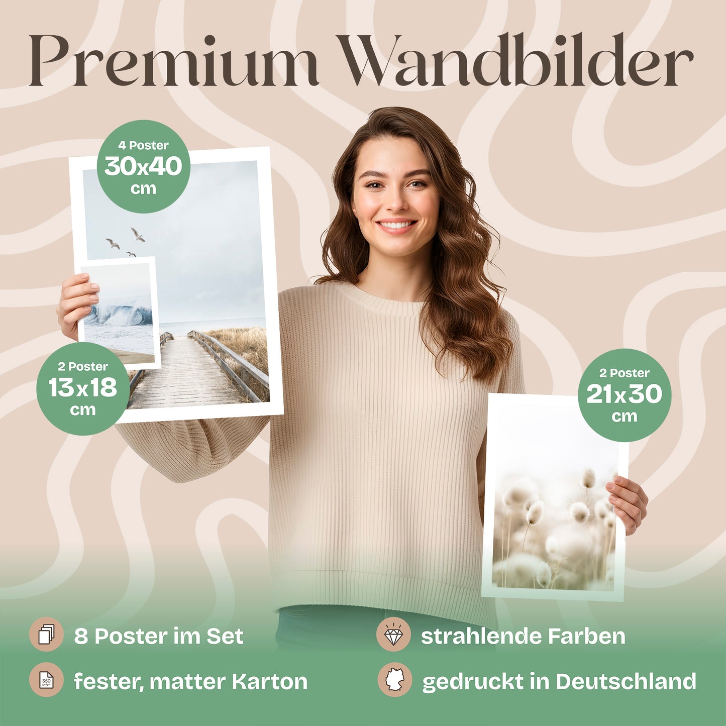 Poster Set Beige Sea Pampas Bilderwand Wandbilder Pampasgras ARTFAVES