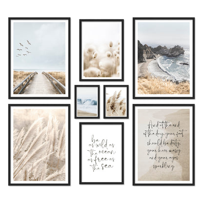 Poster Set Beige Sea Pampas I mehrteilige Bilderwand I Wandbilder Pampasgras