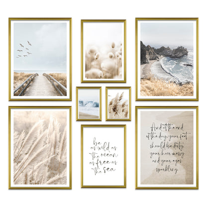 Poster Set Beige Sea Pampas I mehrteilige Bilderwand I Wandbilder Pampasgras