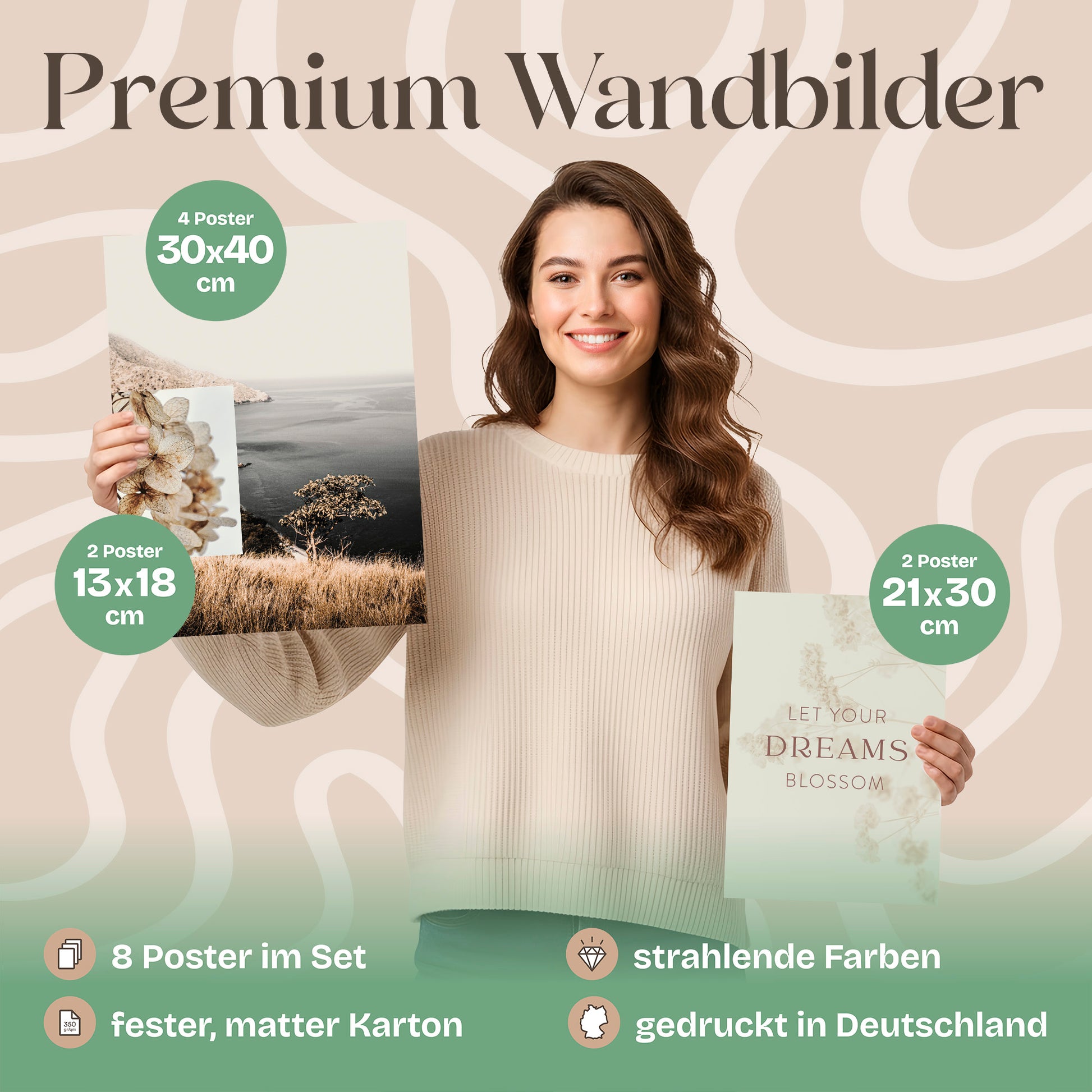 Poster Set Beige Vintage Nature Bilderwand Wandbilder Natur ARTFAVES