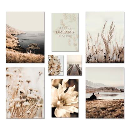 Poster Set Beige Vintage Nature I mehrteilige Bilderwand I Wandbilder Natur