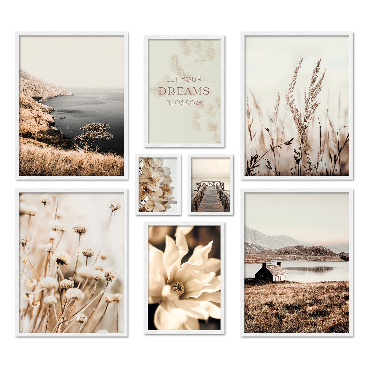 Poster Set Beige Vintage Nature I mehrteilige Bilderwand I Wandbilder Natur