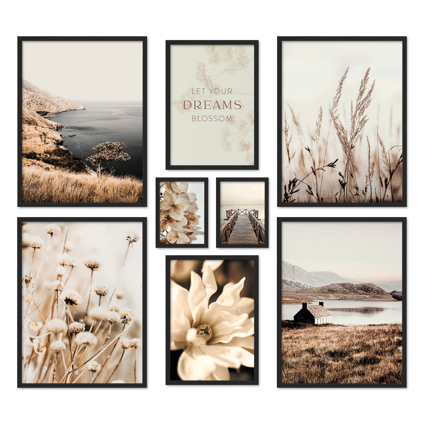 Poster Set Beige Vintage Nature I mehrteilige Bilderwand I Wandbilder Natur