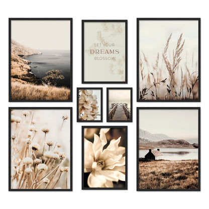 Poster Set Beige Vintage Nature I mehrteilige Bilderwand I Wandbilder Natur