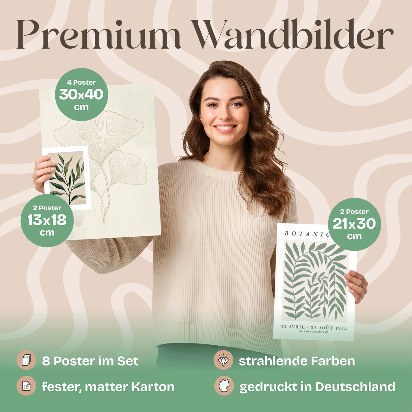 Poster Set Botanica Verde Bilderwand Wandbilder Abstrakt ARTFAVES