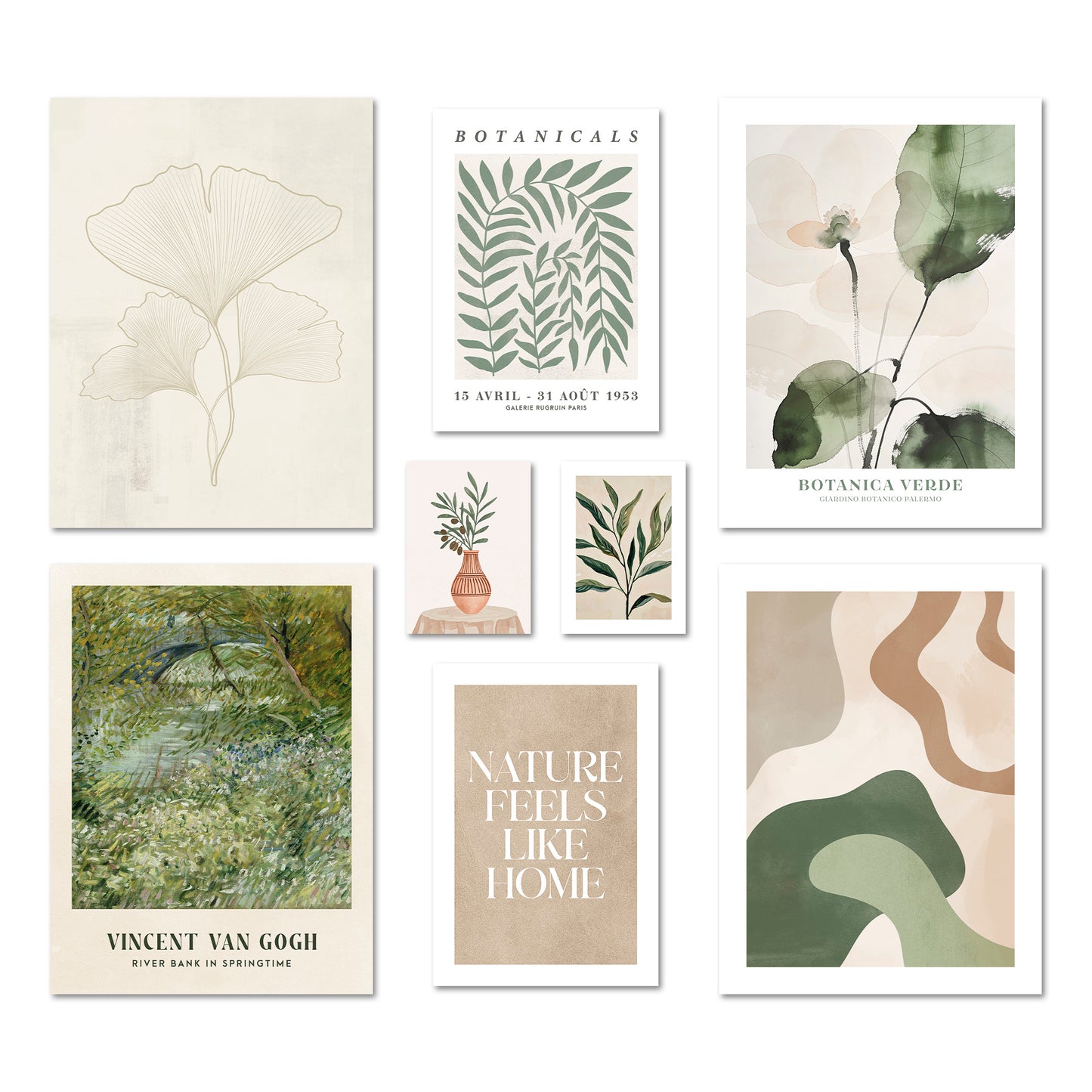 Poster Set Botanica Verde I mehrteilige Bilderwand I Wandbilder Abstrakt