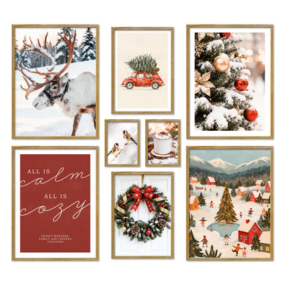 Poster Set Christmas Holidays I mehrteilige Bilderwand I Wandbilder Weihnachten