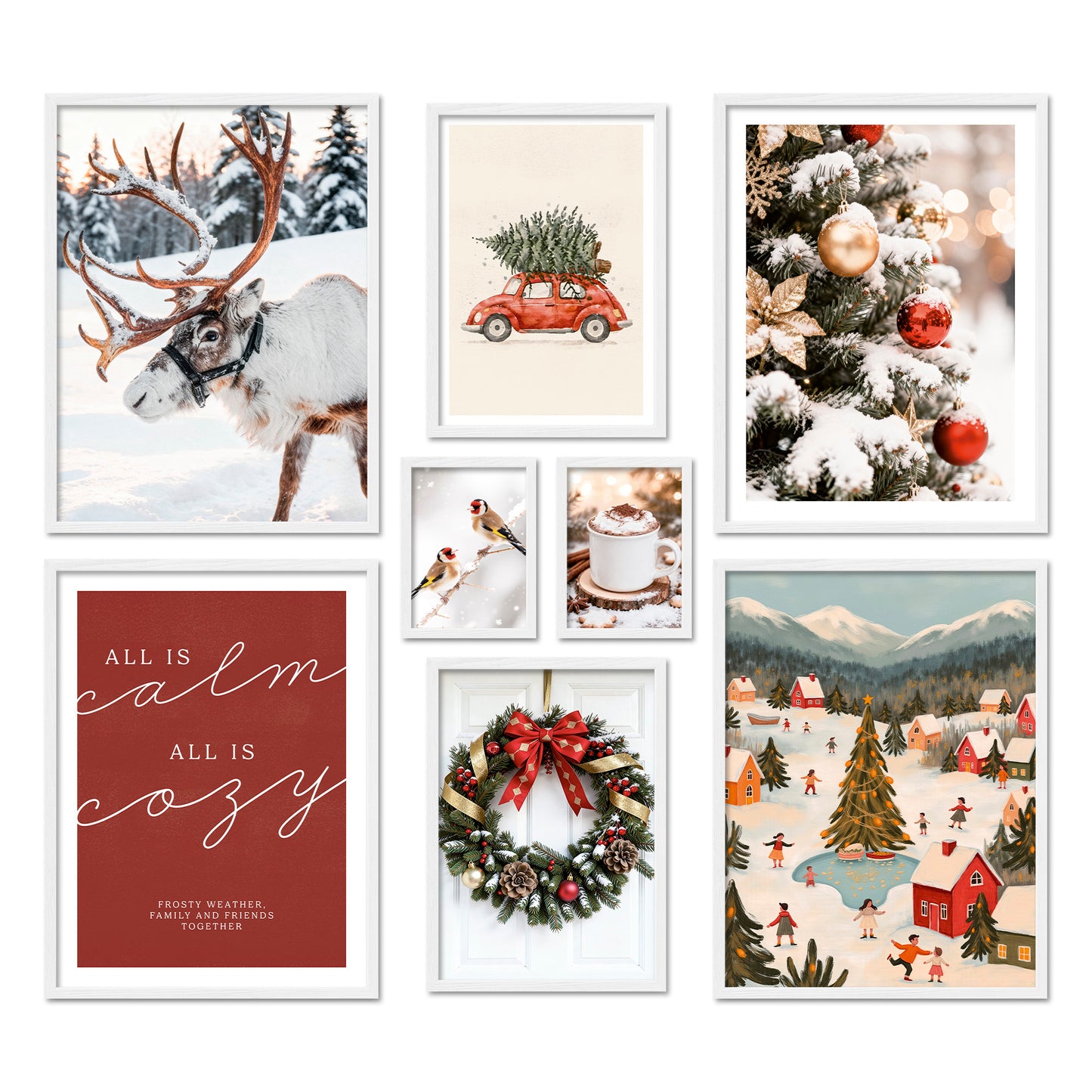 Poster Set Christmas Holidays I mehrteilige Bilderwand I Wandbilder Weihnachten