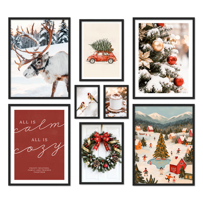 Poster Set Christmas Holidays I mehrteilige Bilderwand I Wandbilder Weihnachten