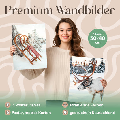 Poster Set Christmas Trio 1 Bilderwand Wandbilder Weihnachten ARTFAVES