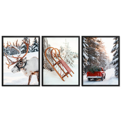 Poster Set Christmas Trio 1 I mehrteilige Bilderwand I Wandbilder Weihnachten