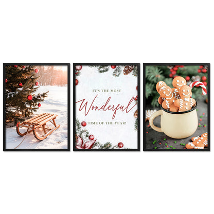 Poster Set Christmas Trio 2 I mehrteilige Bilderwand I Wandbilder Weihnachten