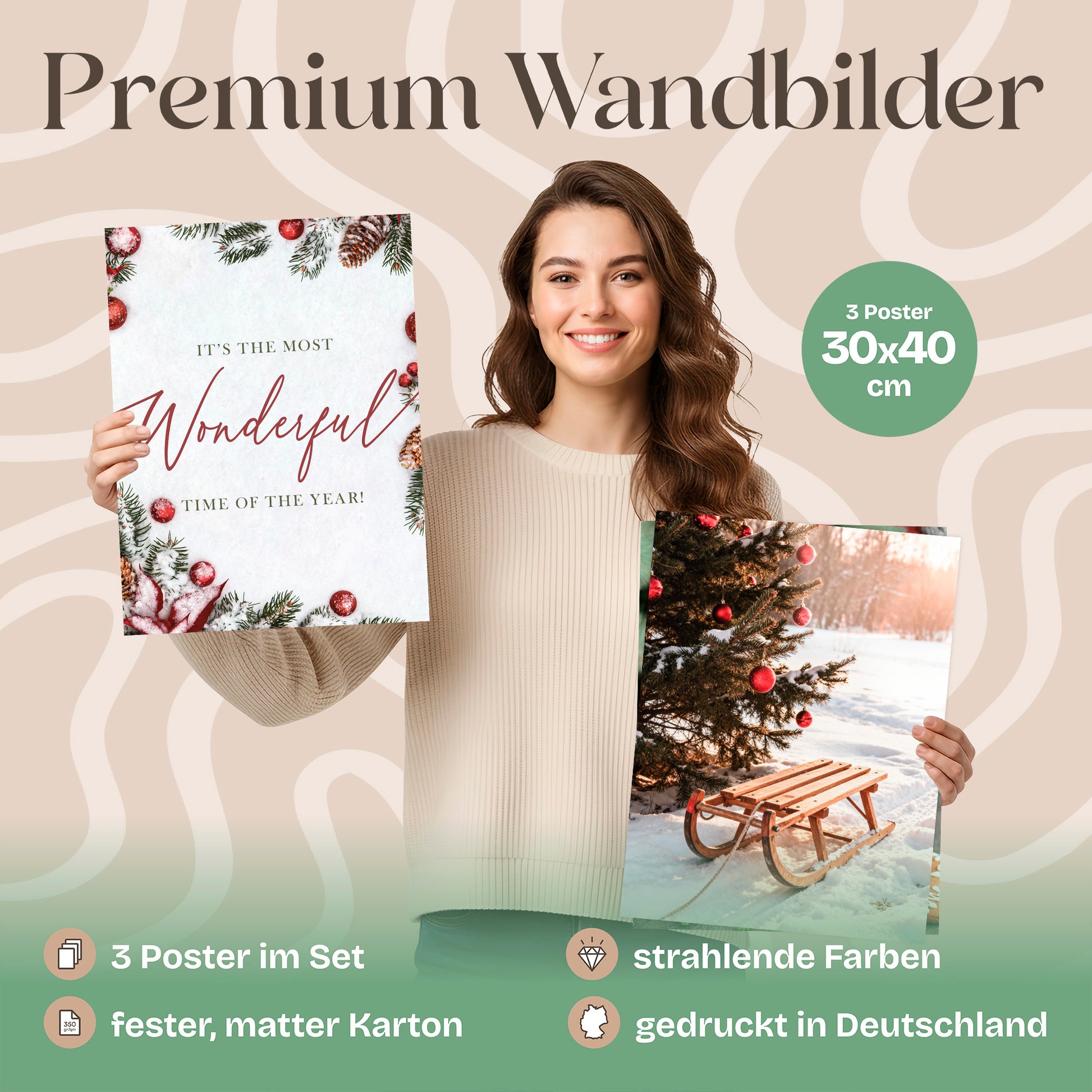 Poster Set Christmas Trio 2 Bilderwand Wandbilder Weihnachten ARTFAVES