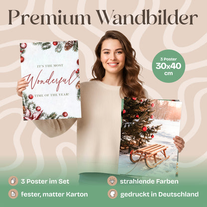 Poster Set Christmas Trio 2 Bilderwand Wandbilder Weihnachten ARTFAVES