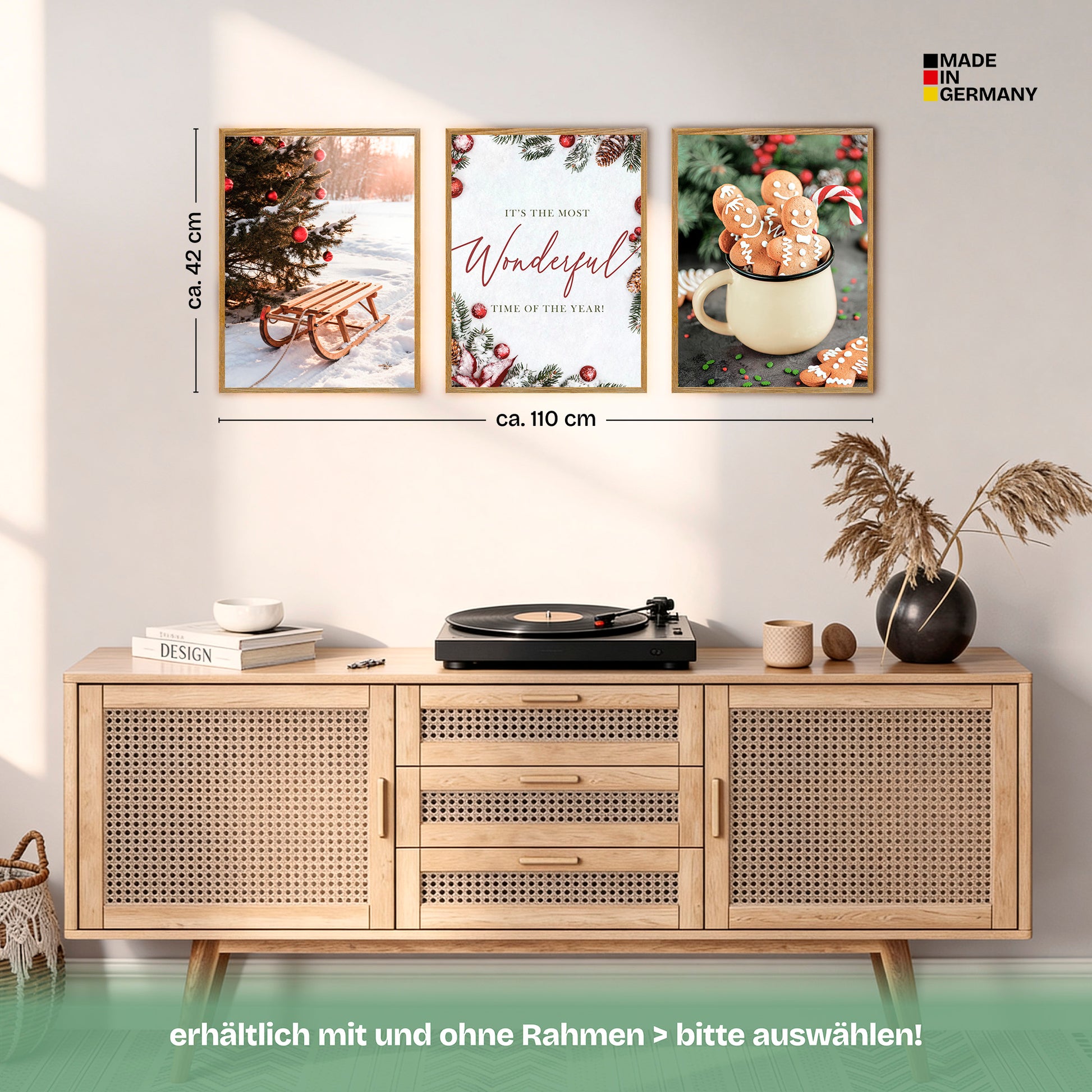 Poster Set Christmas Trio 2 Bilderwand Wandbilder Weihnachten ARTFAVES