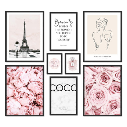 Poster Set - COCO ROSE I Paris Fashion Wall Art Pink