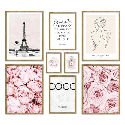Poster Set - COCO ROSE I Paris Fashion Wall Art Pink