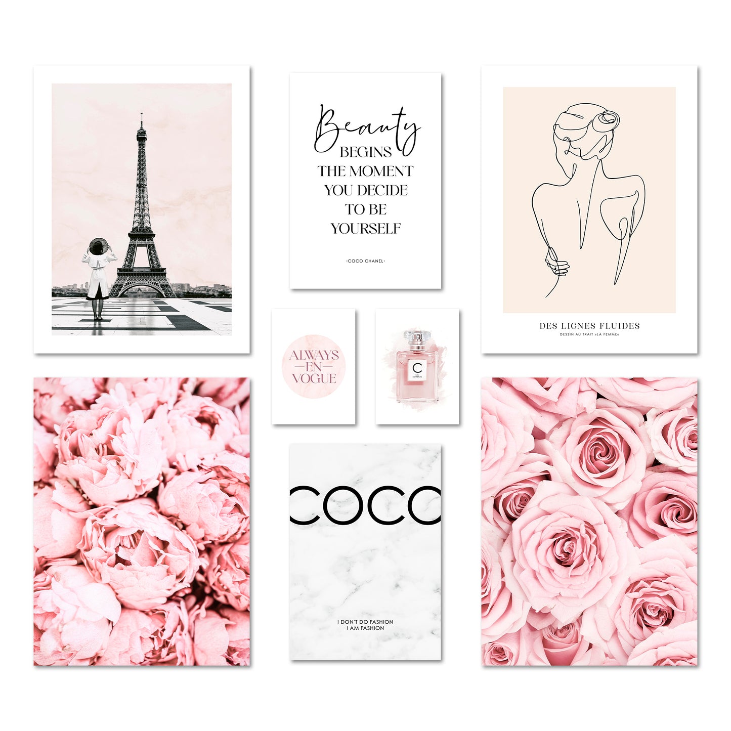 Poster Set - COCO ROSE I Paris Fashion Wall Art Pink