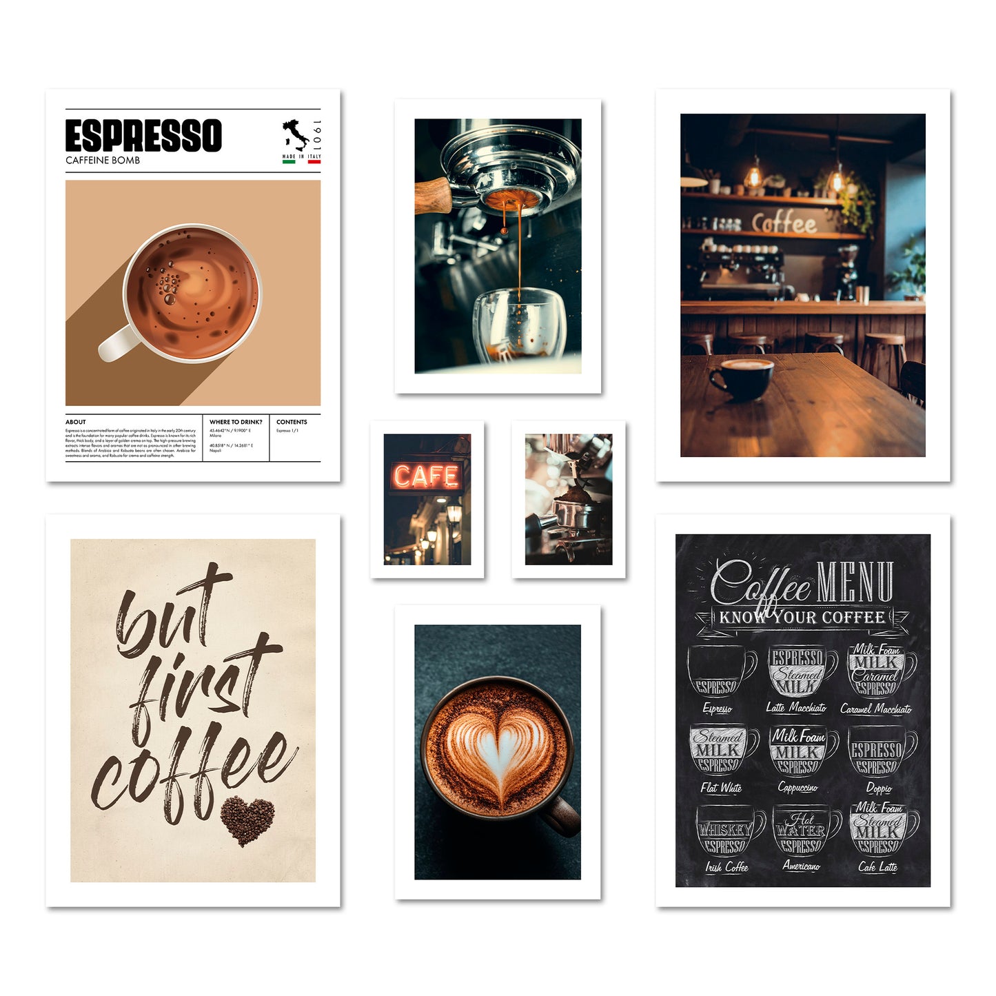Poster Set Coffee Love I mehrteilige Bilderwand I Wandbilder Kaffee