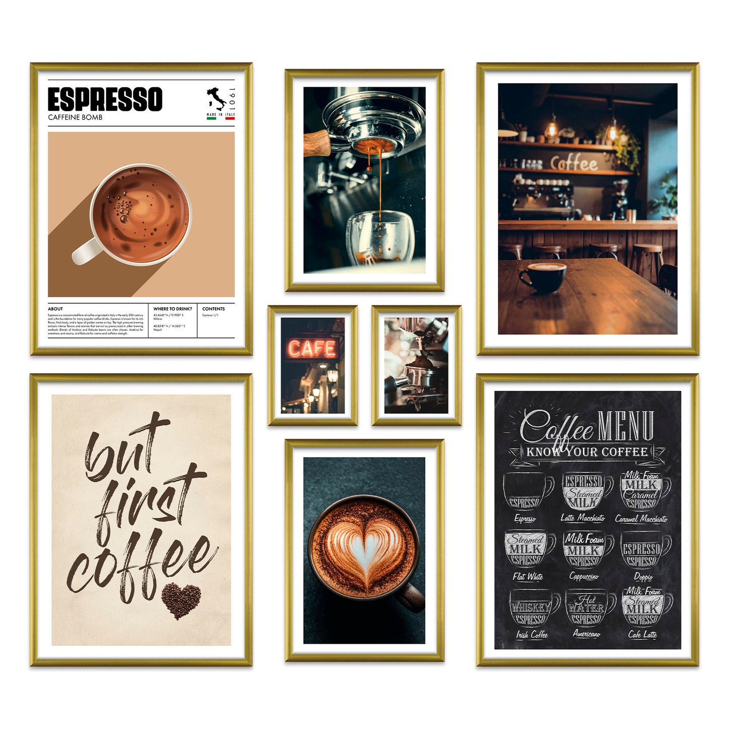 Poster Set Coffee Love I mehrteilige Bilderwand I Wandbilder Kaffee