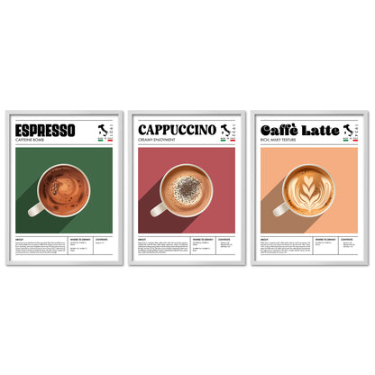 Poster Set Coffee Types I mehrteilige Bilderwand I Wandbilder Kaffee