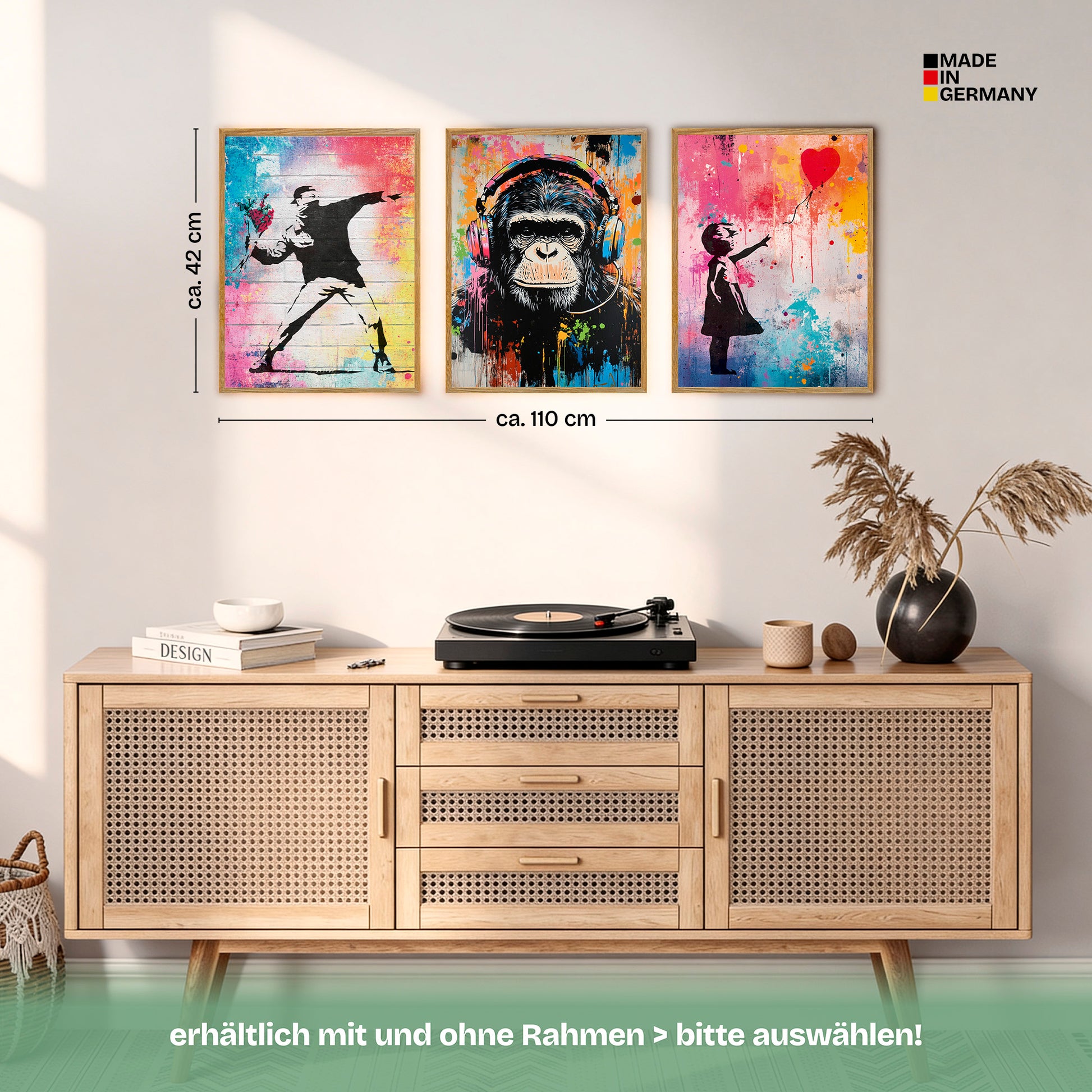 Poster Set Colorful Banksy Bilderwand Wandbilder Street-Art ARTFAVES