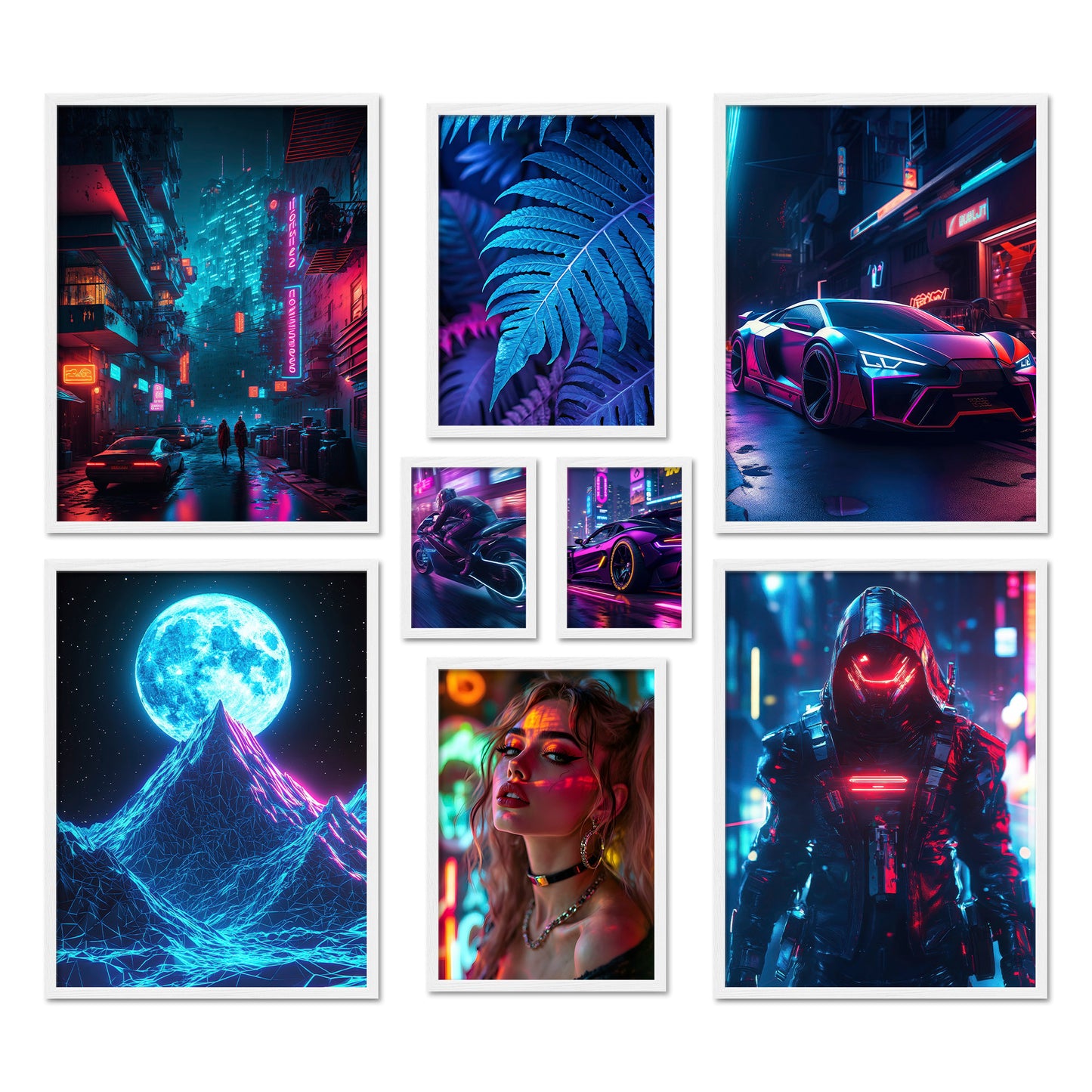 Poster Set Cyberpunk I mehrteilige Bilderwand I Wandbilder Gamer