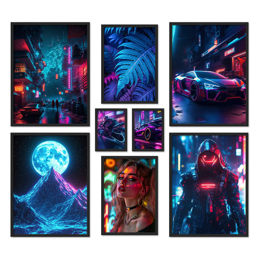 Poster Set Cyberpunk Bilderwand Wandbilder Gamer ARTFAVES