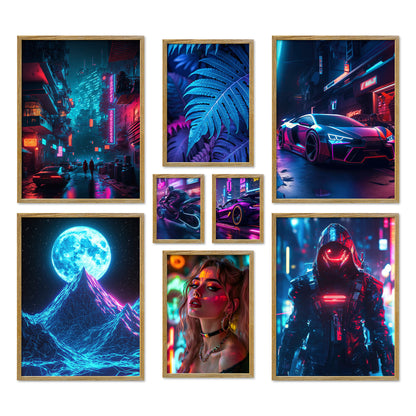 Poster Set Cyberpunk I mehrteilige Bilderwand I Wandbilder Gamer