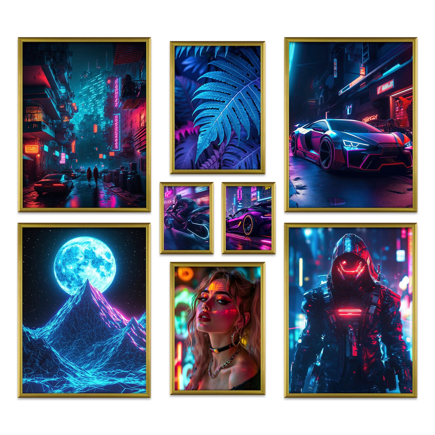 Poster Set Cyberpunk I mehrteilige Bilderwand I Wandbilder Gamer