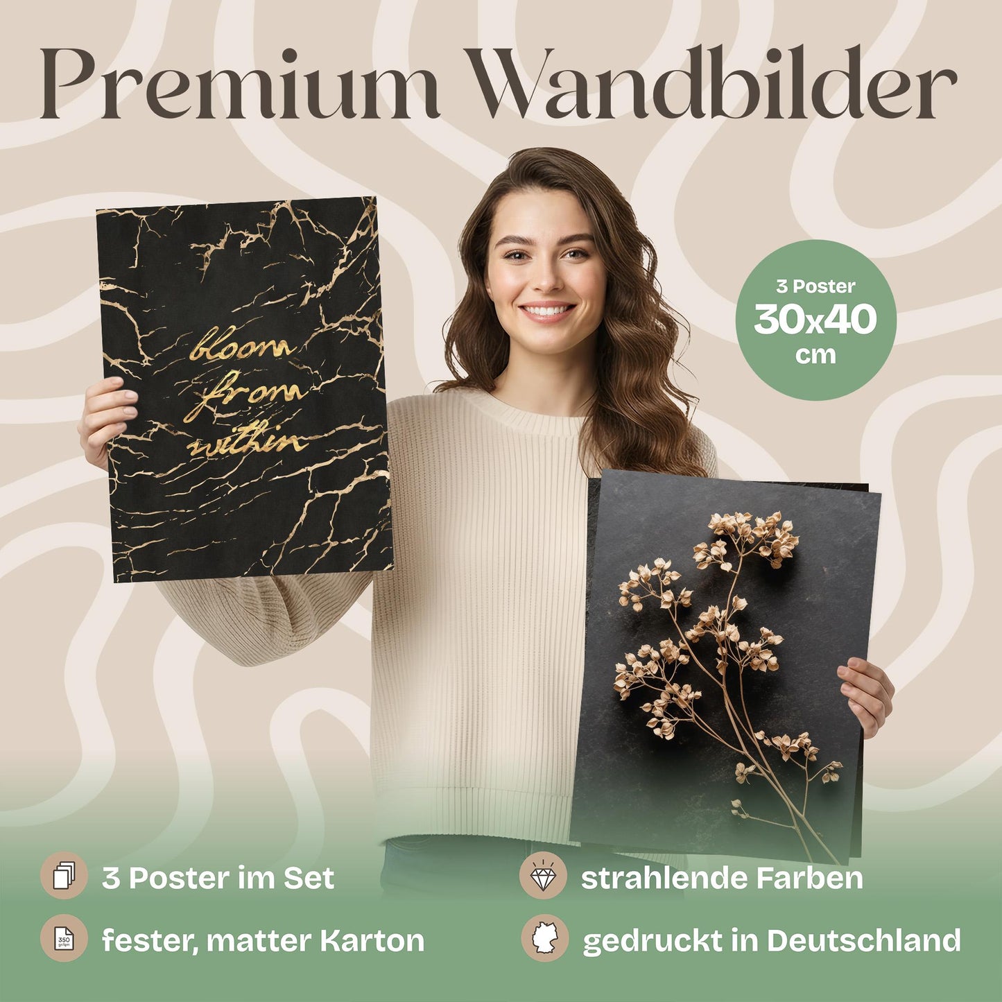 Poster Set Dark Flowers 1 Bilderwand Wandbilder Trockeblumen ARTFAVES