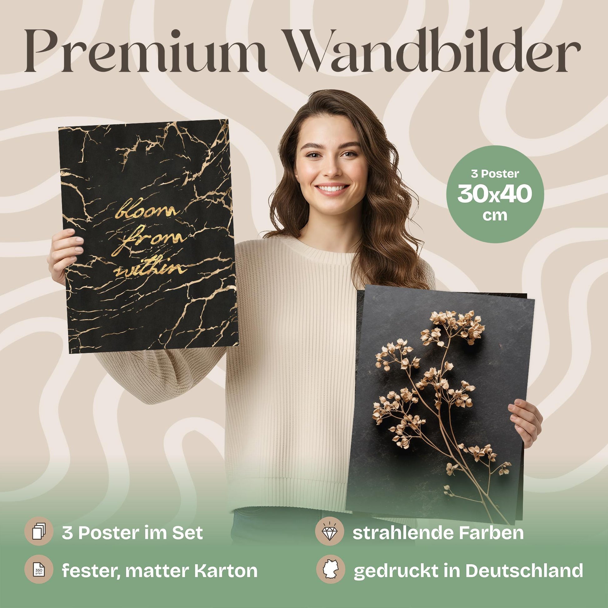 Poster Set Dark Flowers 1 Bilderwand Wandbilder Trockeblumen ARTFAVES