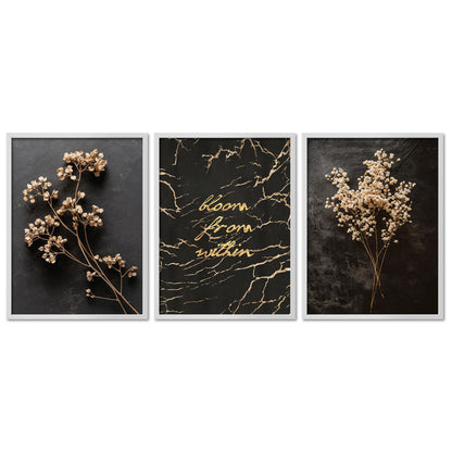 Poster Set Dark Flowers 1 I mehrteilige Bilderwand I Wandbilder Trockeblumen
