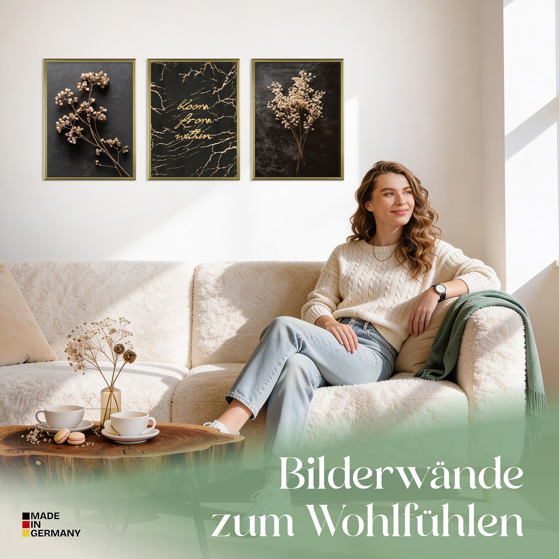 Poster Set Dark Flowers 1 Bilderwand Wandbilder Trockeblumen ARTFAVES