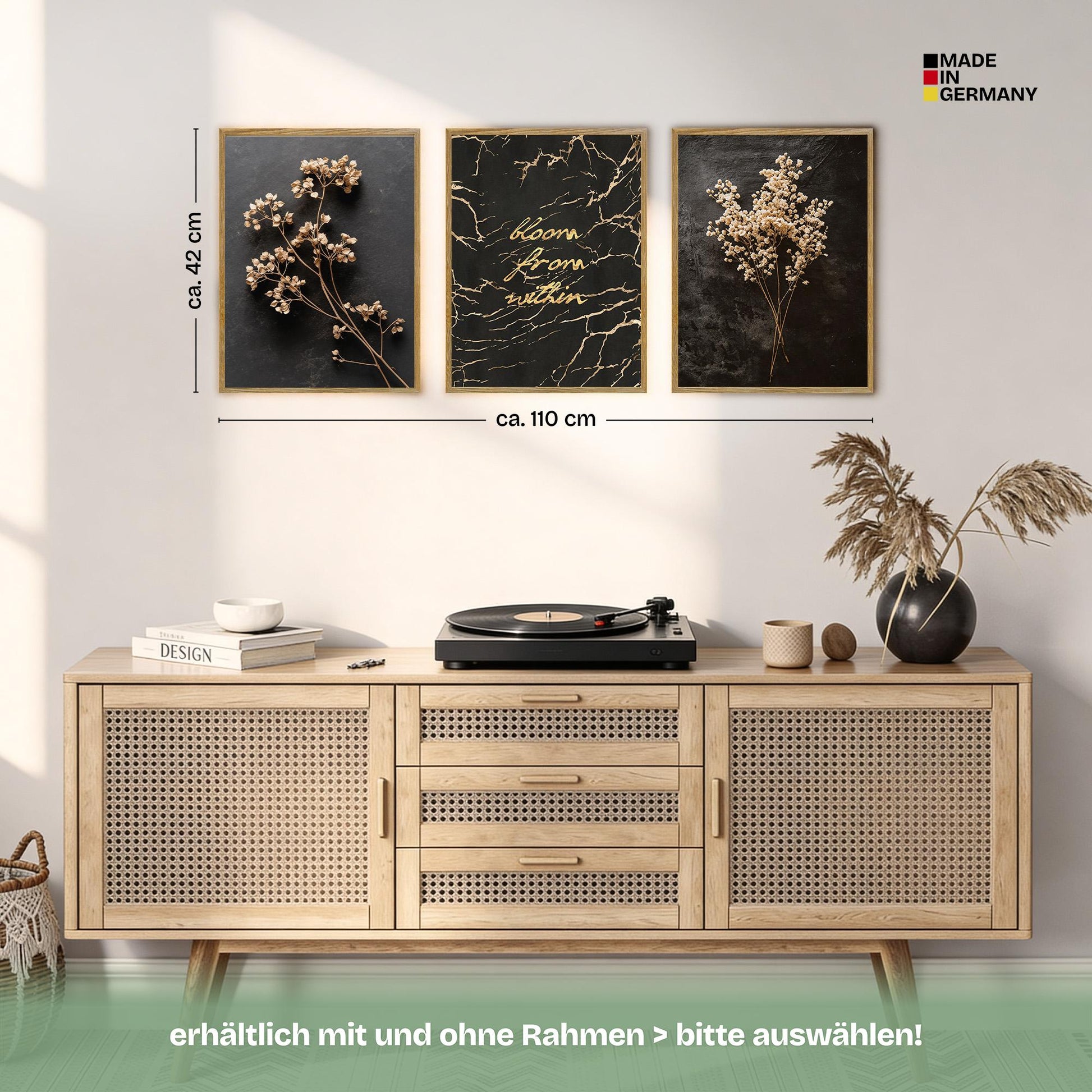Poster Set Dark Flowers 1 Bilderwand Wandbilder Trockeblumen ARTFAVES