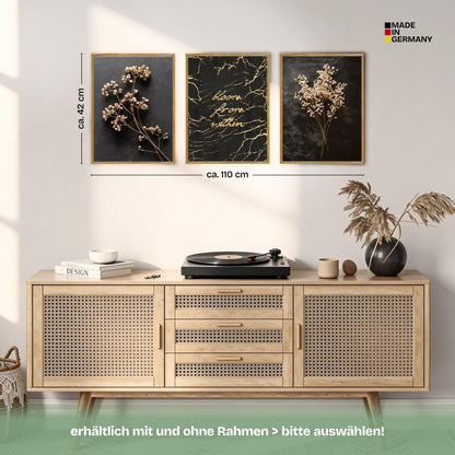 Poster Set Dark Flowers 1 Bilderwand Wandbilder Trockeblumen ARTFAVES