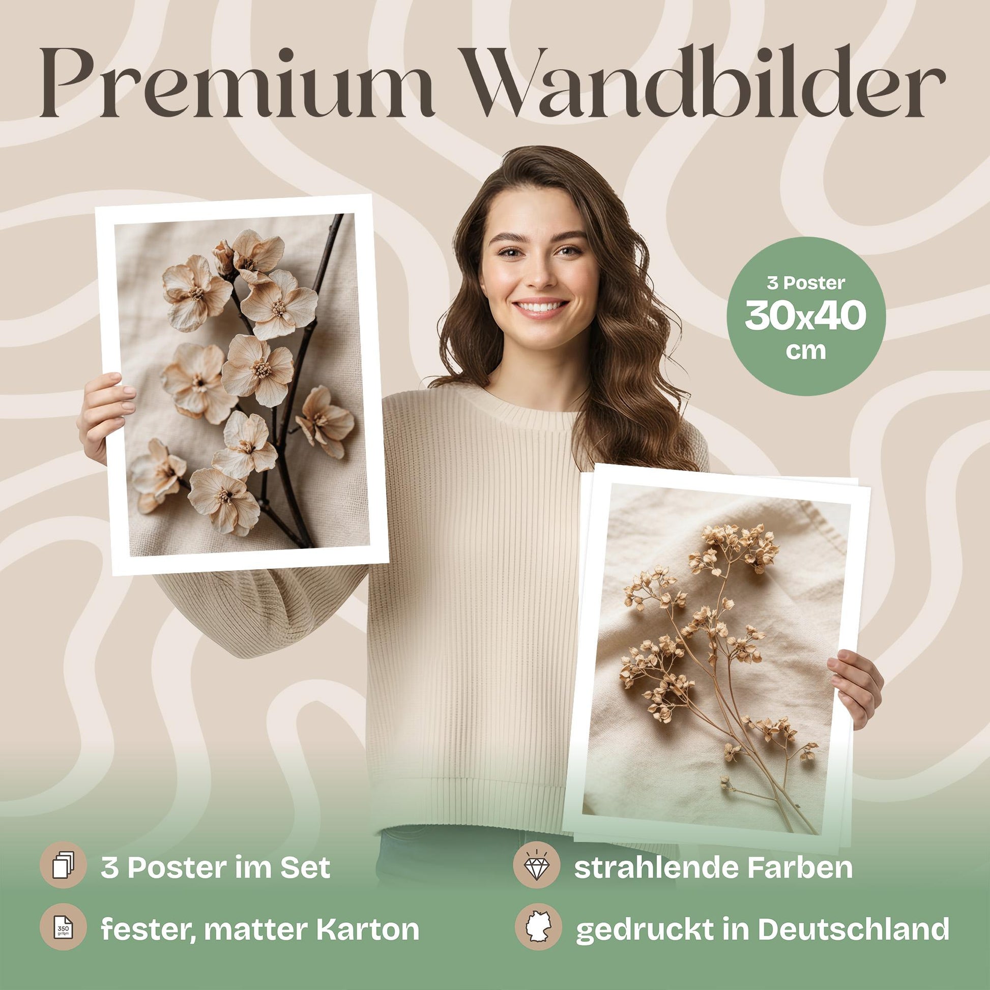Poster Set Dark Flowers 2 Bilderwand Wandbilder Trockeblumen ARTFAVES