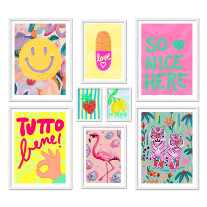 Poster Set Dopamine Decor Fun I mehrteilige Bilderwand I Wandbilder bunte-bilder