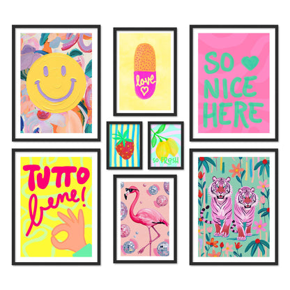 Poster Set Dopamine Decor Fun Bilderwand Wandbilder bunte-bilder ARTFAVES