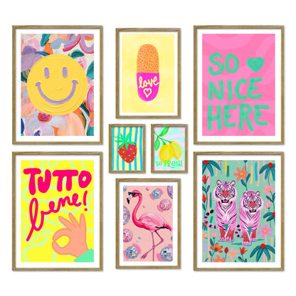 Poster Set Dopamine Decor Fun I mehrteilige Bilderwand I Wandbilder bunte-bilder
