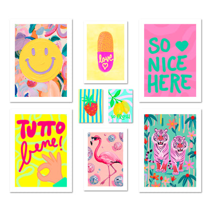 Poster Set Dopamine Decor Fun I mehrteilige Bilderwand I Wandbilder bunte-bilder